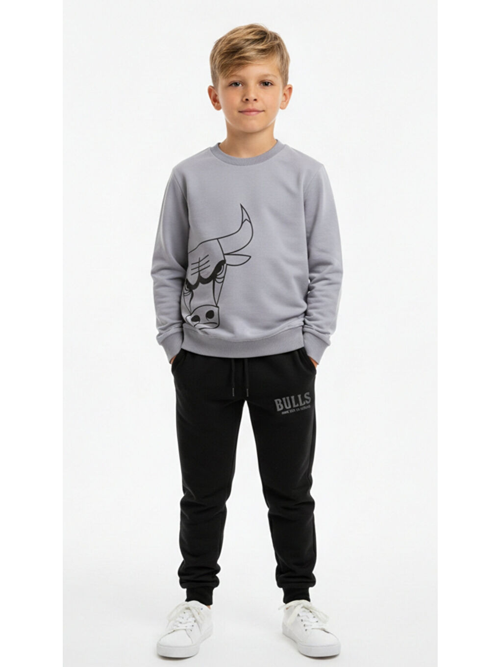 Gri Erkek Çocuk Baskılı Eşofman Takım