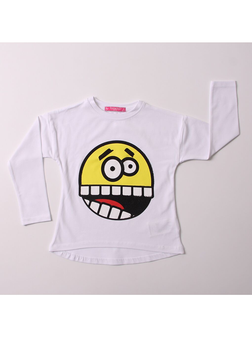 Beyaz Kız Çocuk Sweatshirt Smile Baskılı