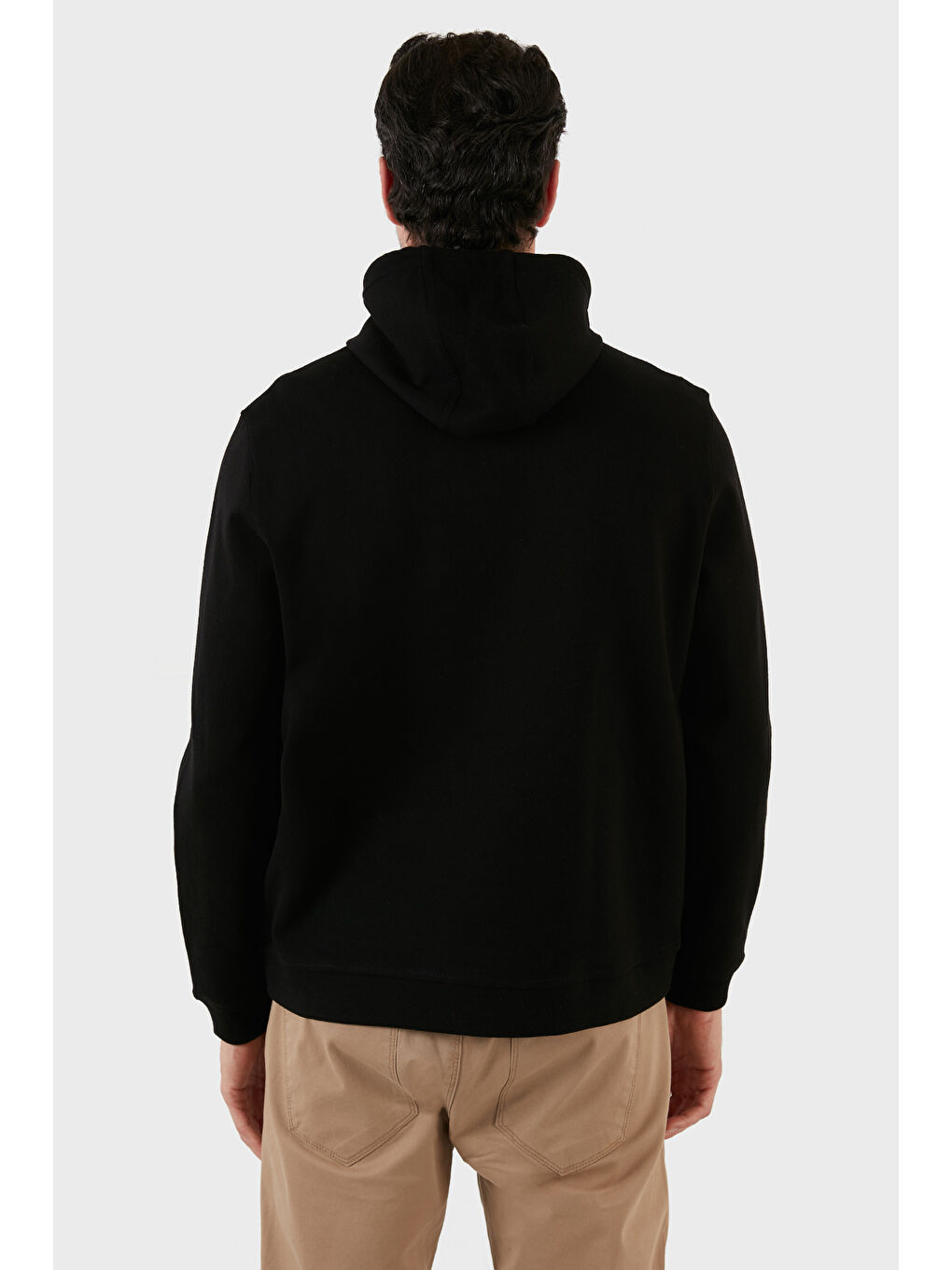 Siyah Baskılı Pamuklu Kapüşonlu Yaka Kanguru Cepli Sweat 6141003B-5
