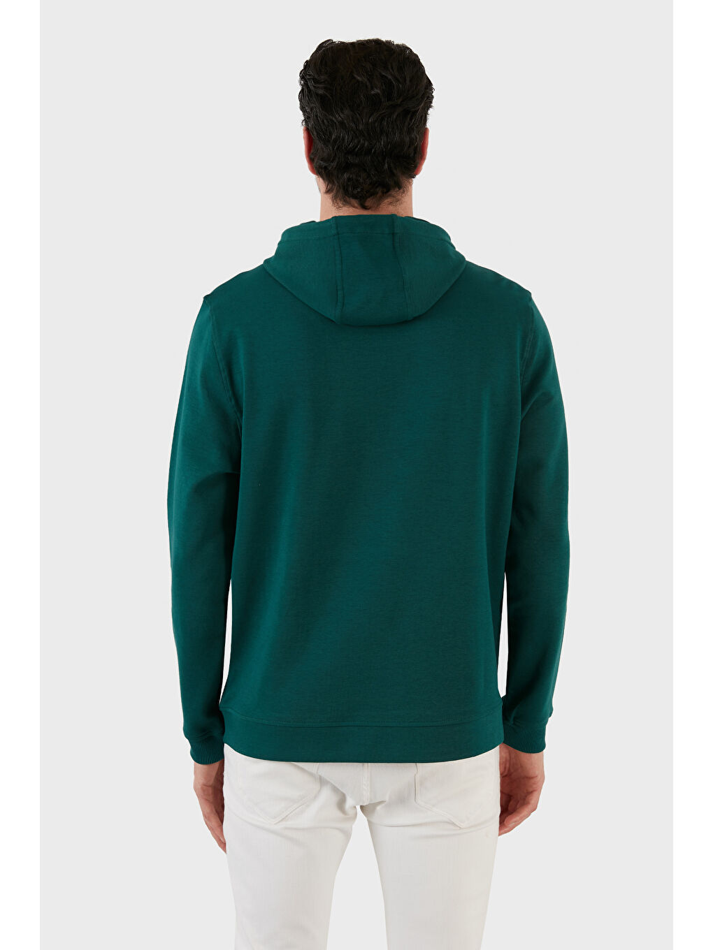 Petrol Pamuklu Regular Fit  Baskılı Kanguru Cepli Kapüşonlu Sweat 6141005B-4