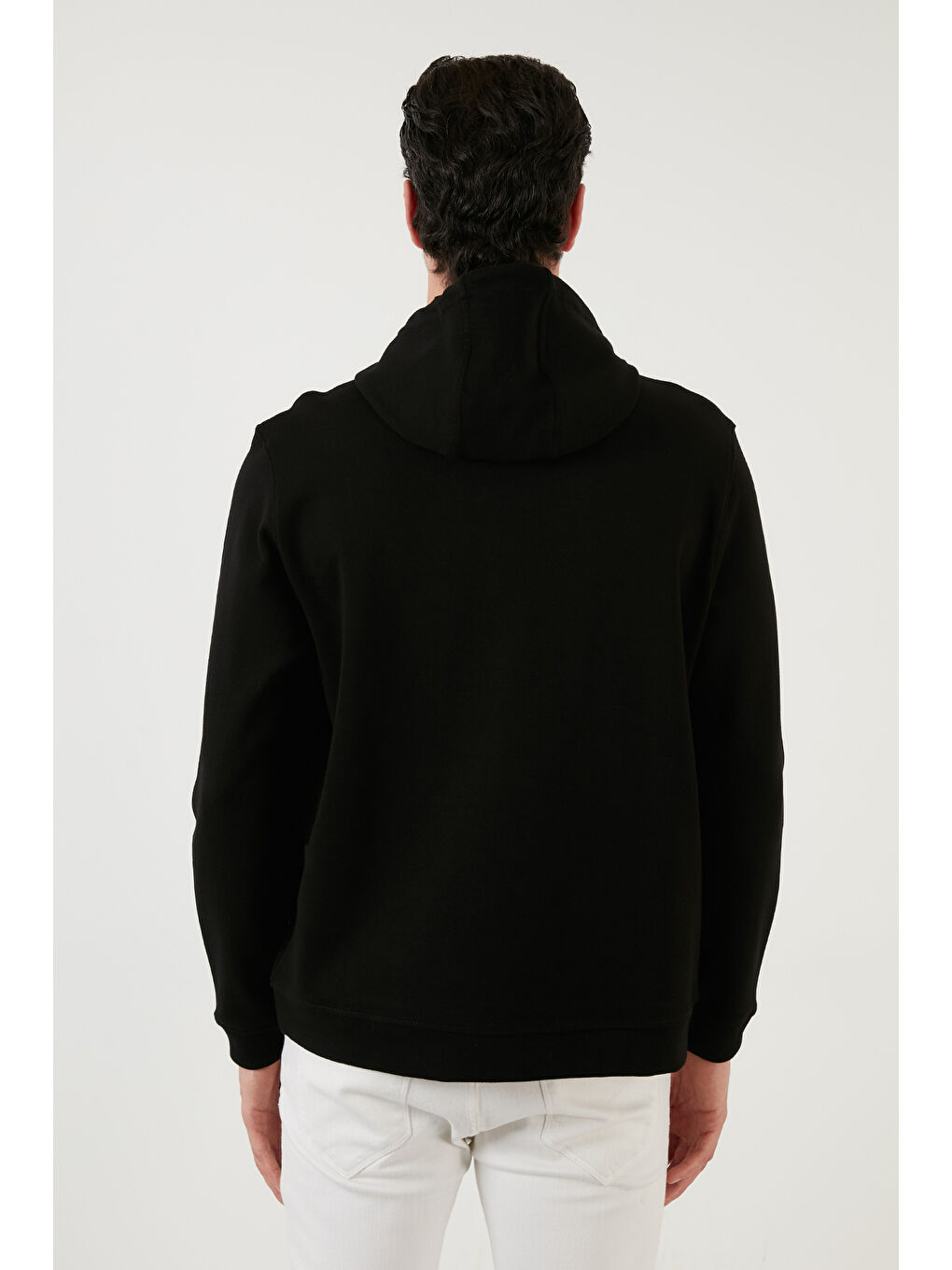 Siyah Pamuklu Regular Fit  Baskılı Kanguru Cepli Kapüşonlu Sweat 6141005B-5