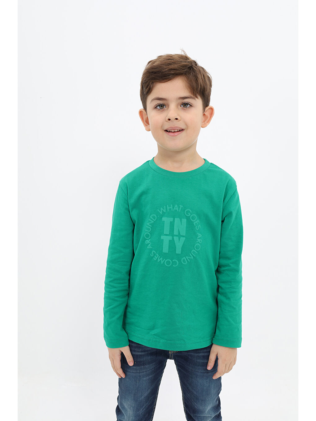 Yeşil Erkek Çocuk Baskılı Tişört-4
