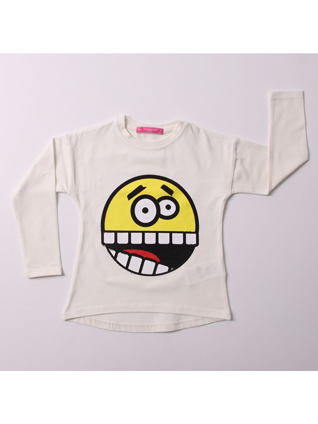 Ekru Kız Çocuk Sweatshirt Smile Baskılı