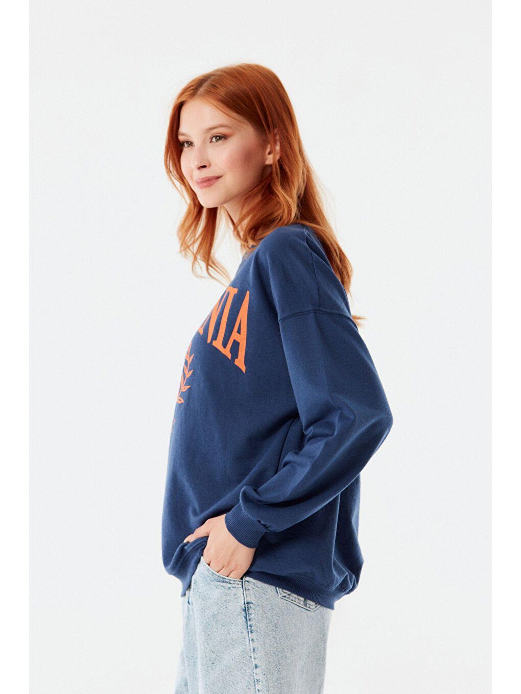 İndigo California Baskılı Bisiklet Yaka Sweatshirt-3