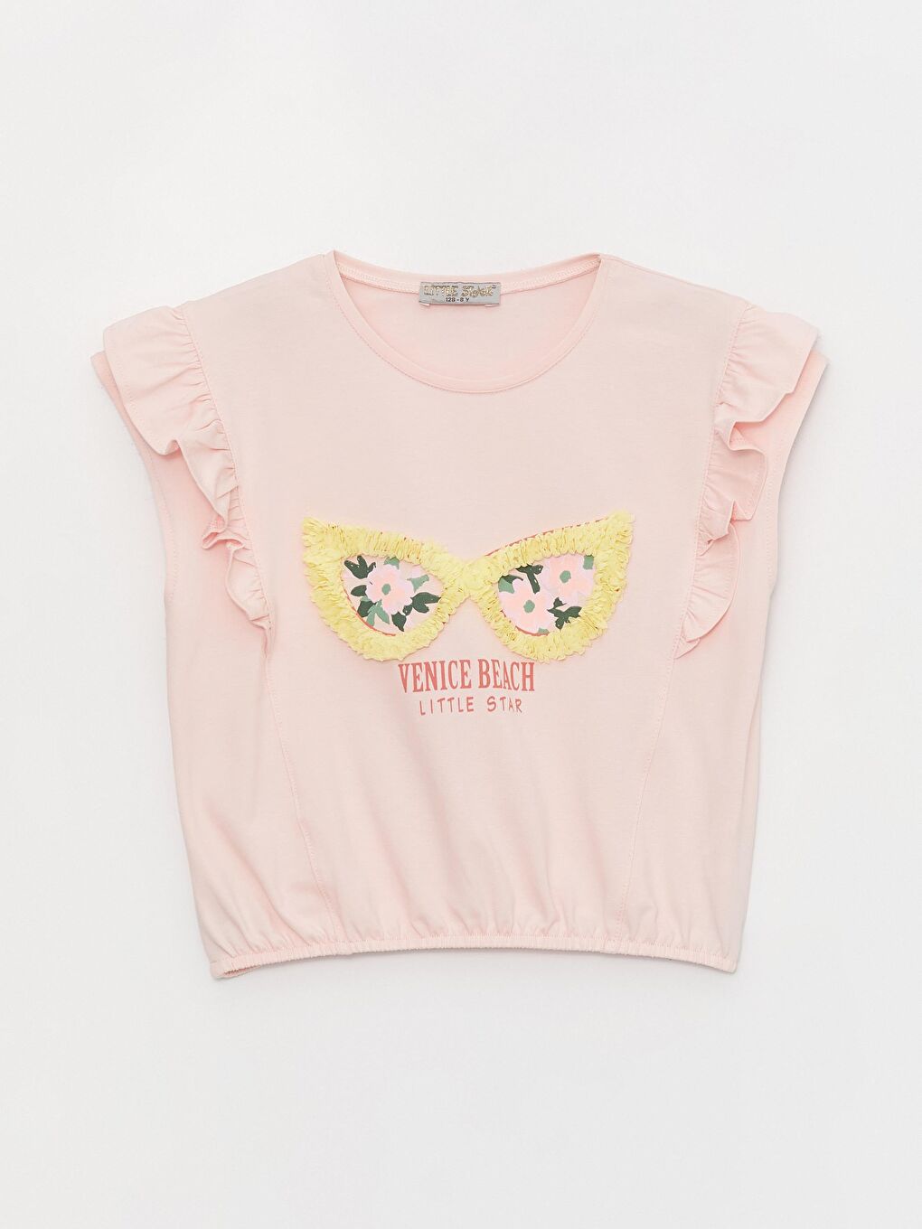 Pembe Kız Çocuk Gözlük Detaylı Tişört