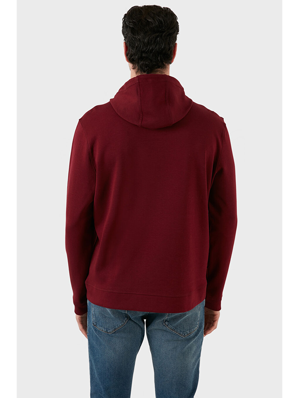 Bordo Baskılı Pamuklu Kapüşonlu Yaka Kanguru Cepli Sweat 6141003B-4