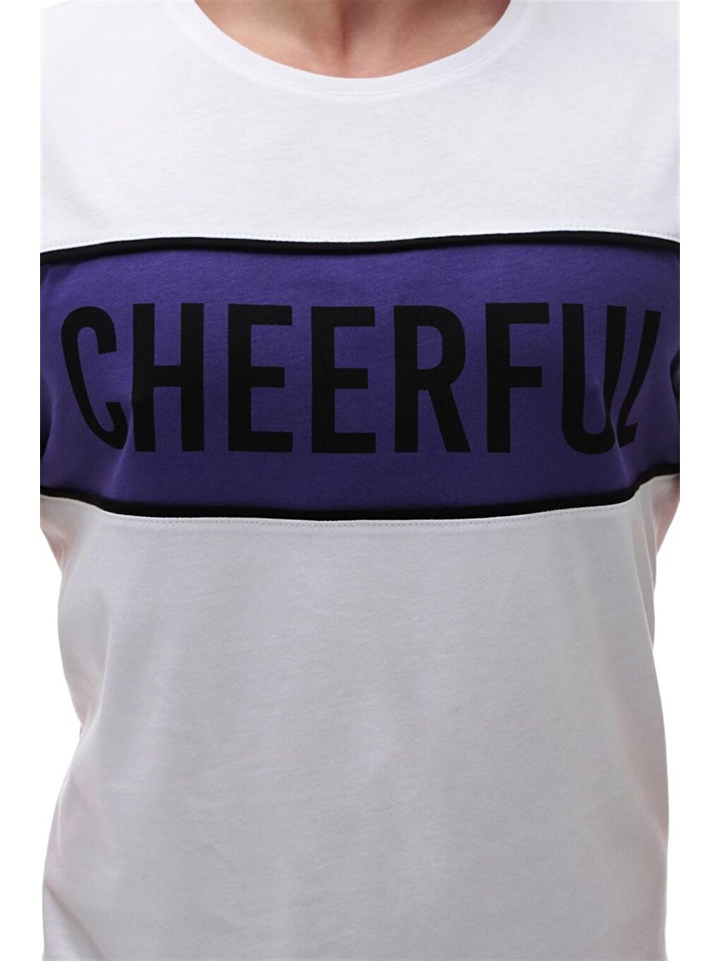 Baskılı Bisiklet Yaka Beyaz Tişört 2881-4