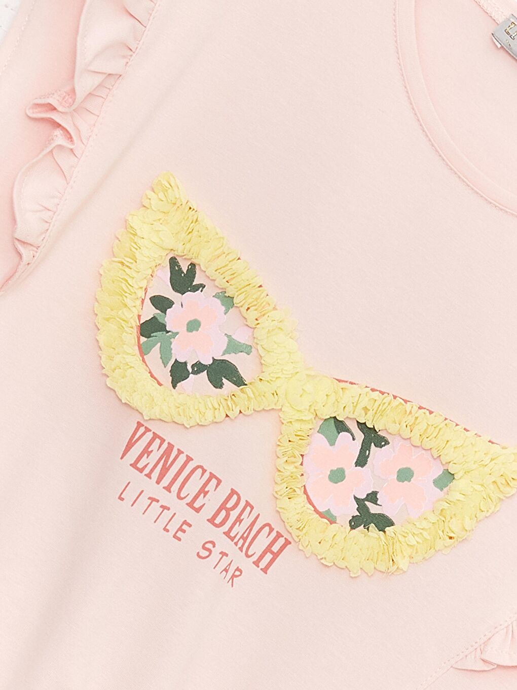 Pembe Kız Çocuk Gözlük Detaylı Tişört-2