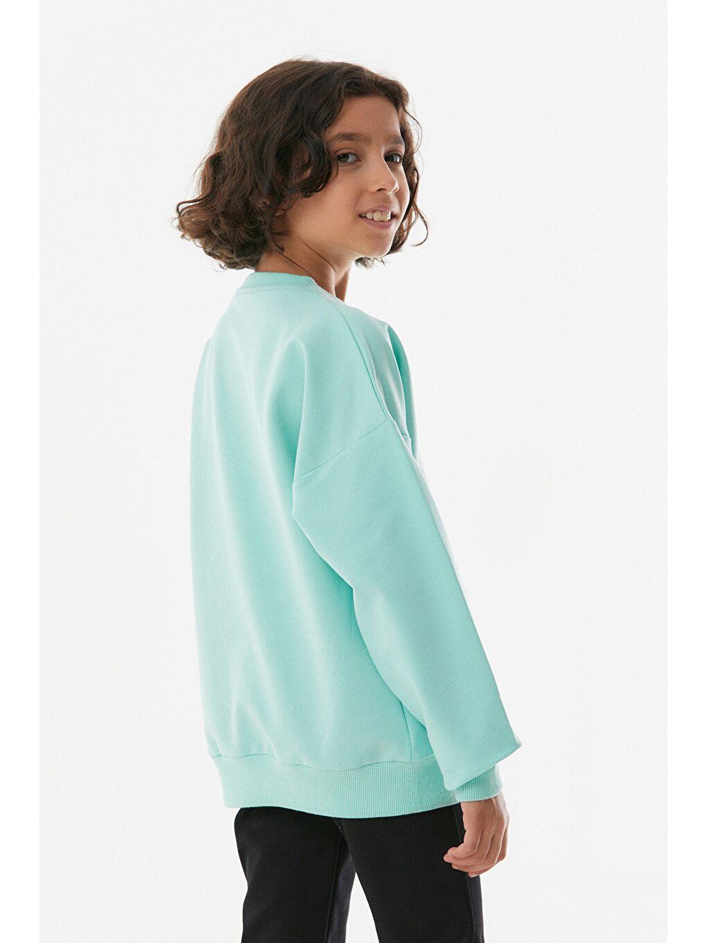 Turkuaz Zebra Baskılı Kız Çocuk Sweatshirt-2