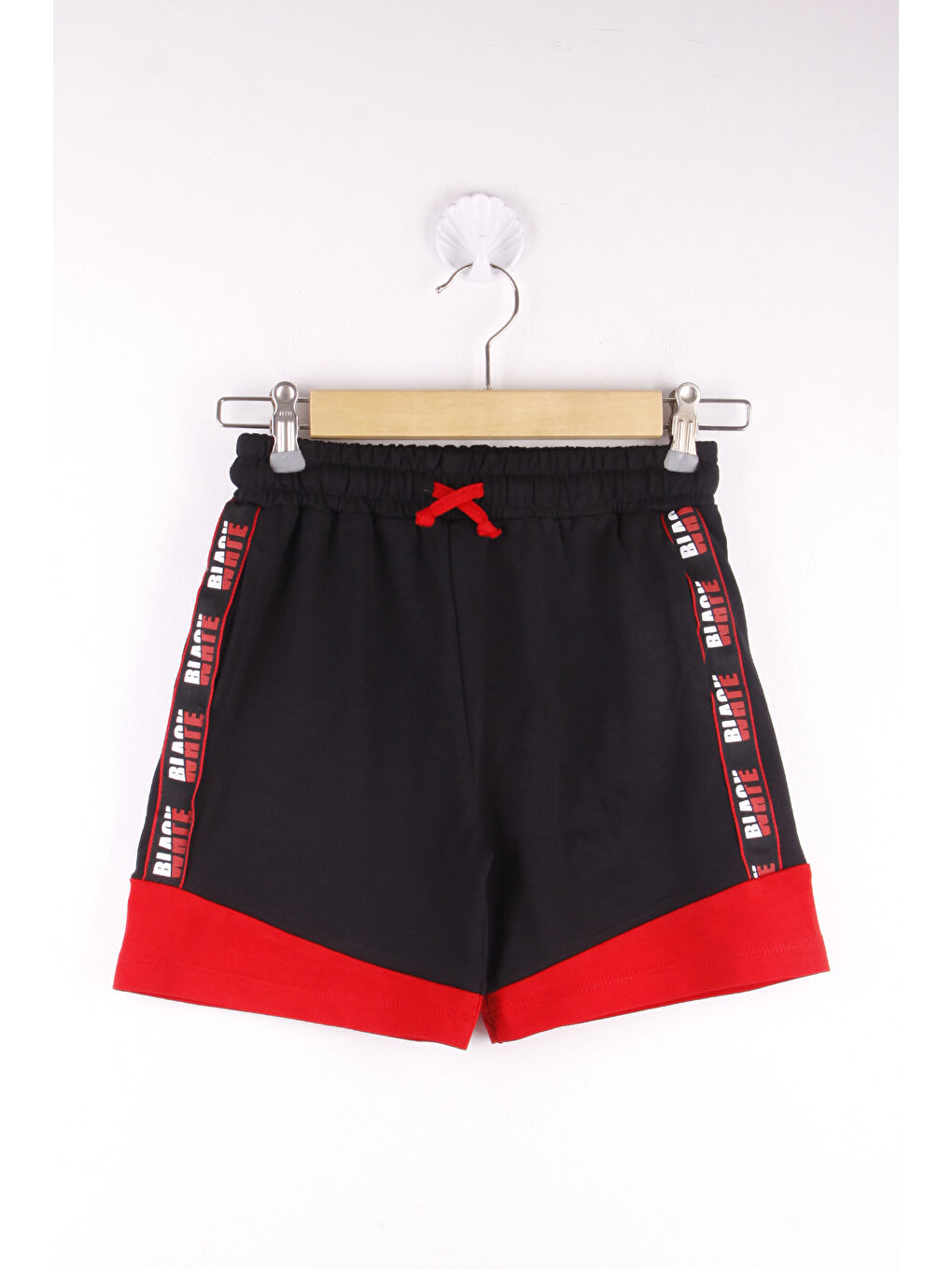 Kırmızı Erkek Çocuk Şeritli Cepli Şort-2