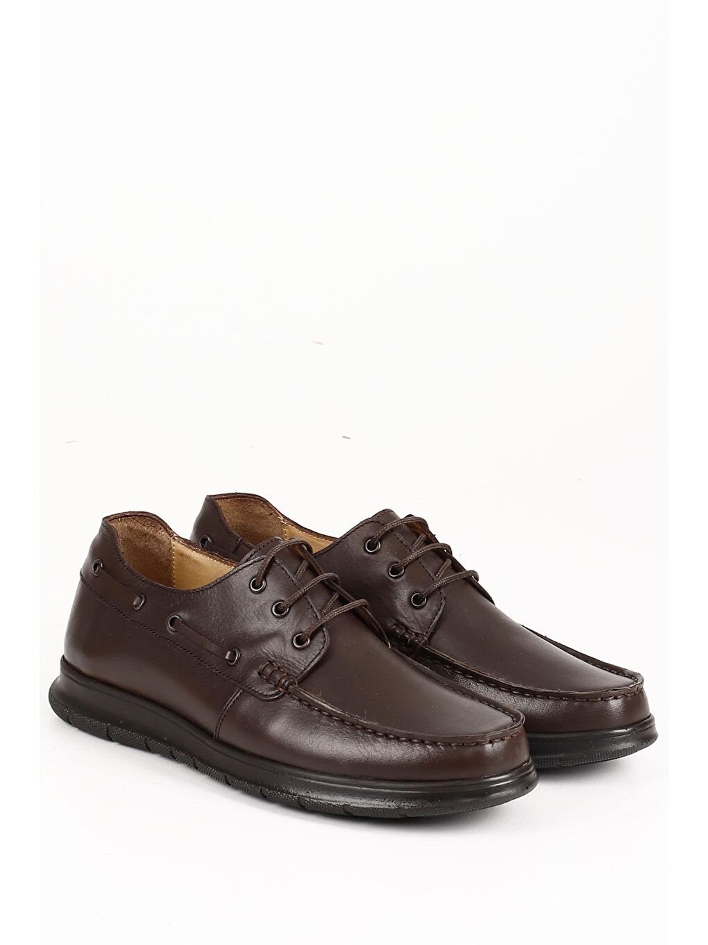 Kahverengi KAHVERENGİ  Hakiki Deri Yuvarlak Burun Bağcıklı Günlük Erkek Ayakkabı 01983-1