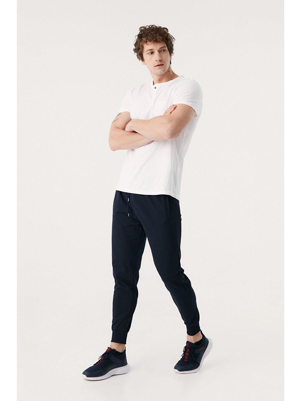 Lacivert Beli Bağcıklı Jogger Eşofman Altı-1