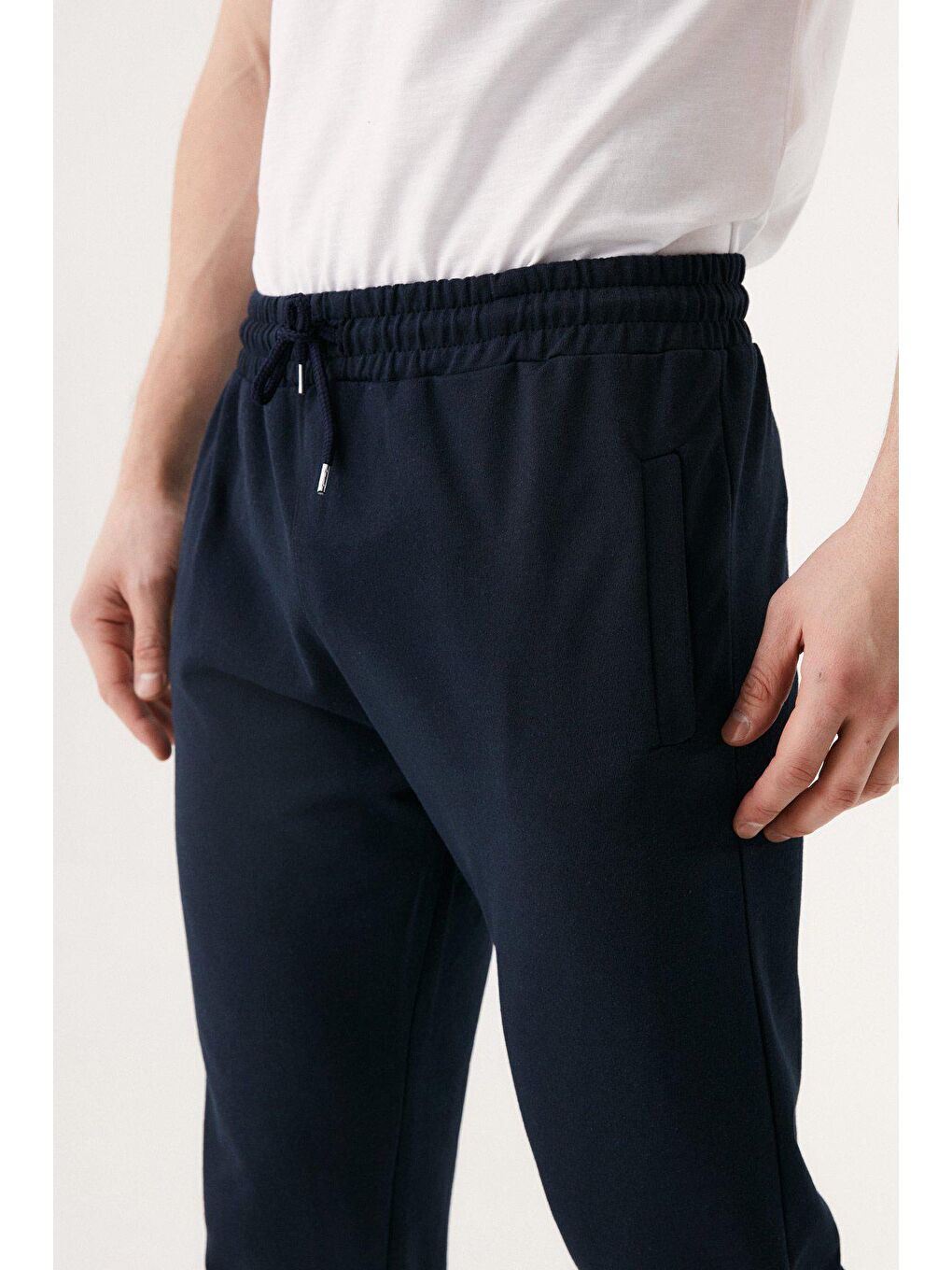 Lacivert Beli Bağcıklı Jogger Eşofman Altı-3