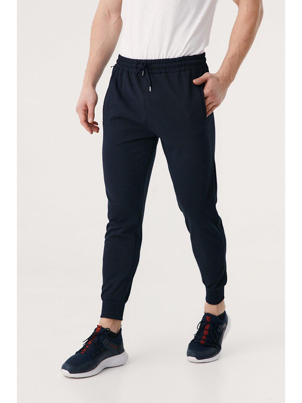 Lacivert Beli Bağcıklı Jogger Eşofman Altı-4