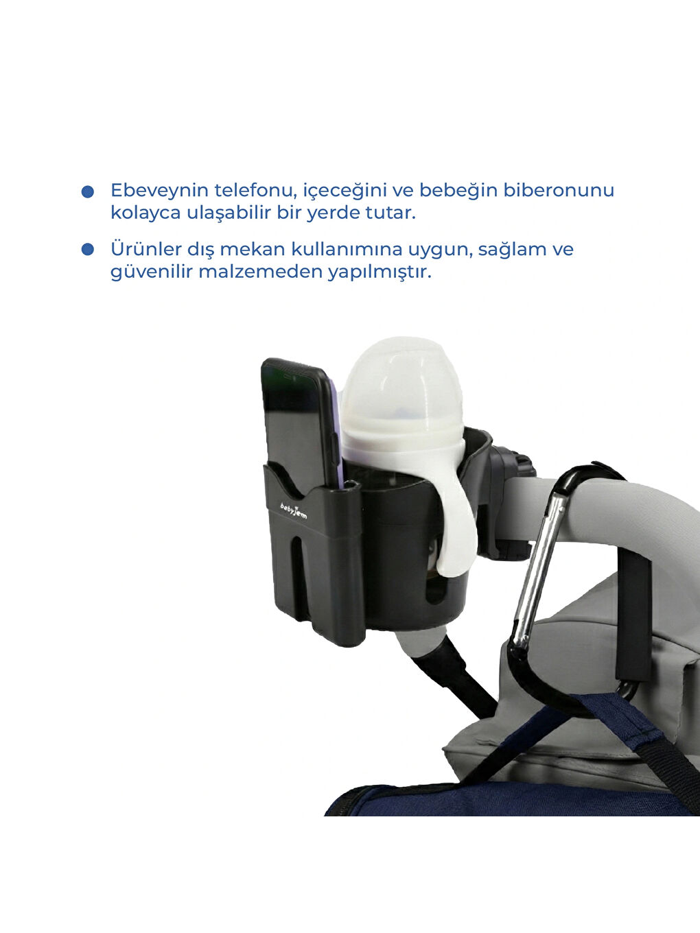 Bebek Arabası Aksesuar 2 Parça Set Telefon Tutucu + Kanca XL-2