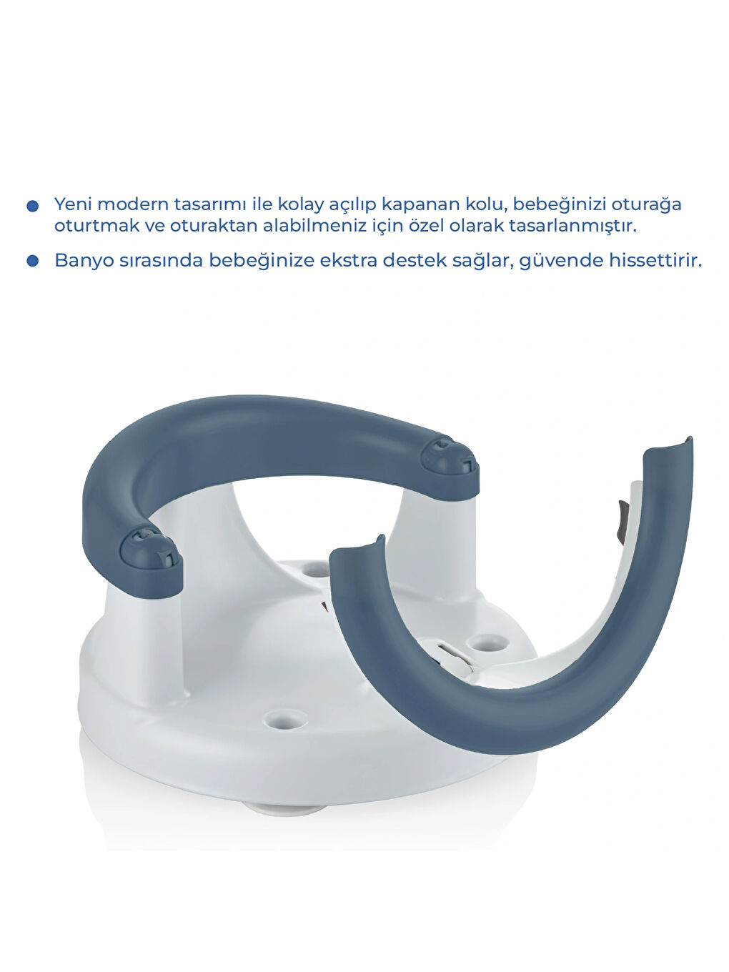 Yandan Açılır Banyo ve Mama Oturağı & Minder 2'li Set İndigo Mavi-2