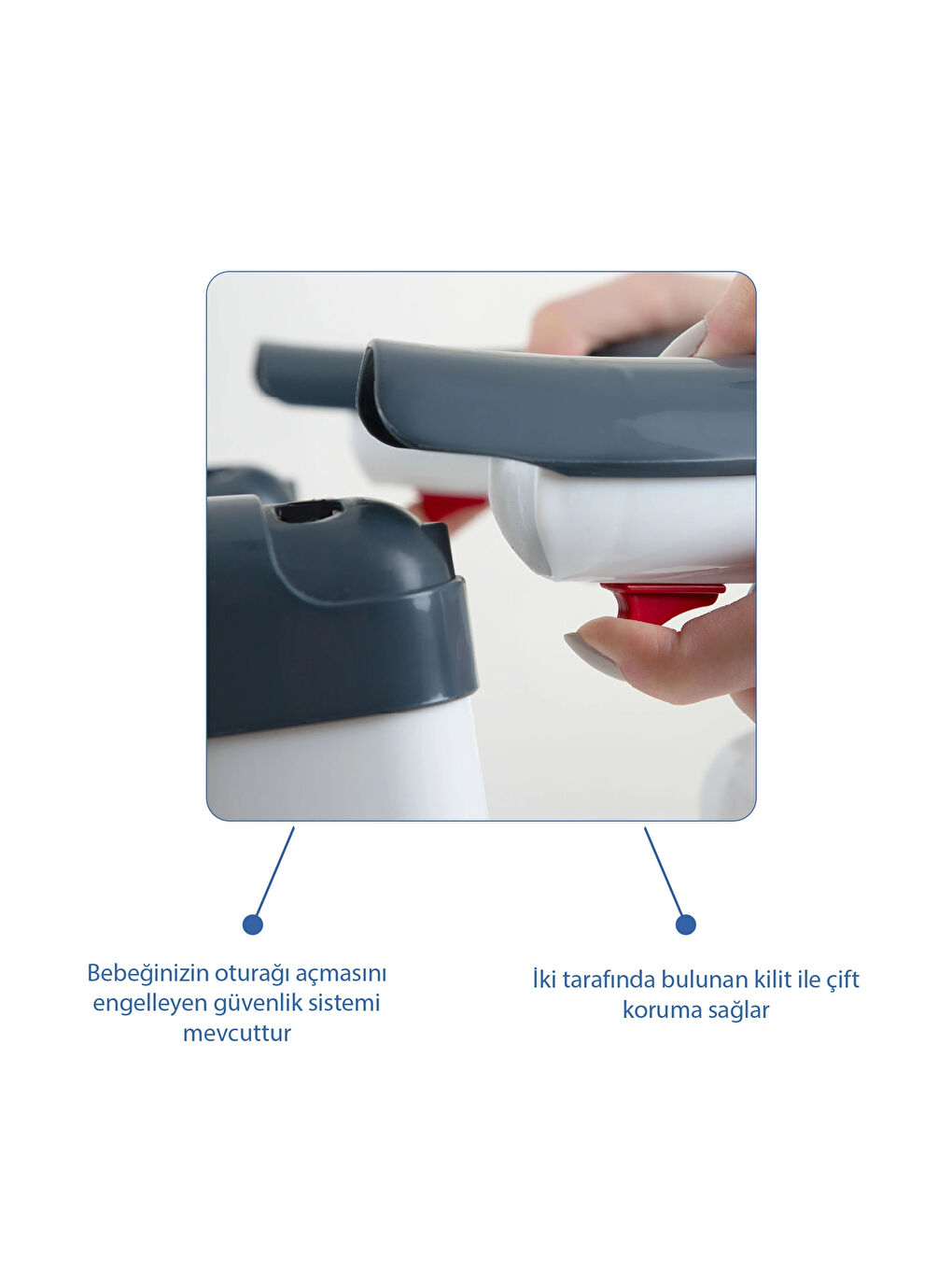 Yandan Açılır Banyo ve Mama Oturağı & Minder 2'li Set İndigo Mavi-3