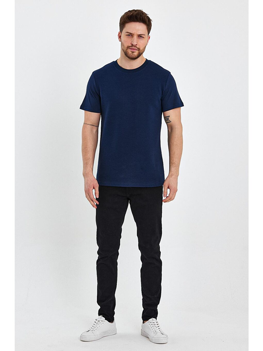 İndigo Bisiklet Yaka Regular Fit Erkek Tişört-1