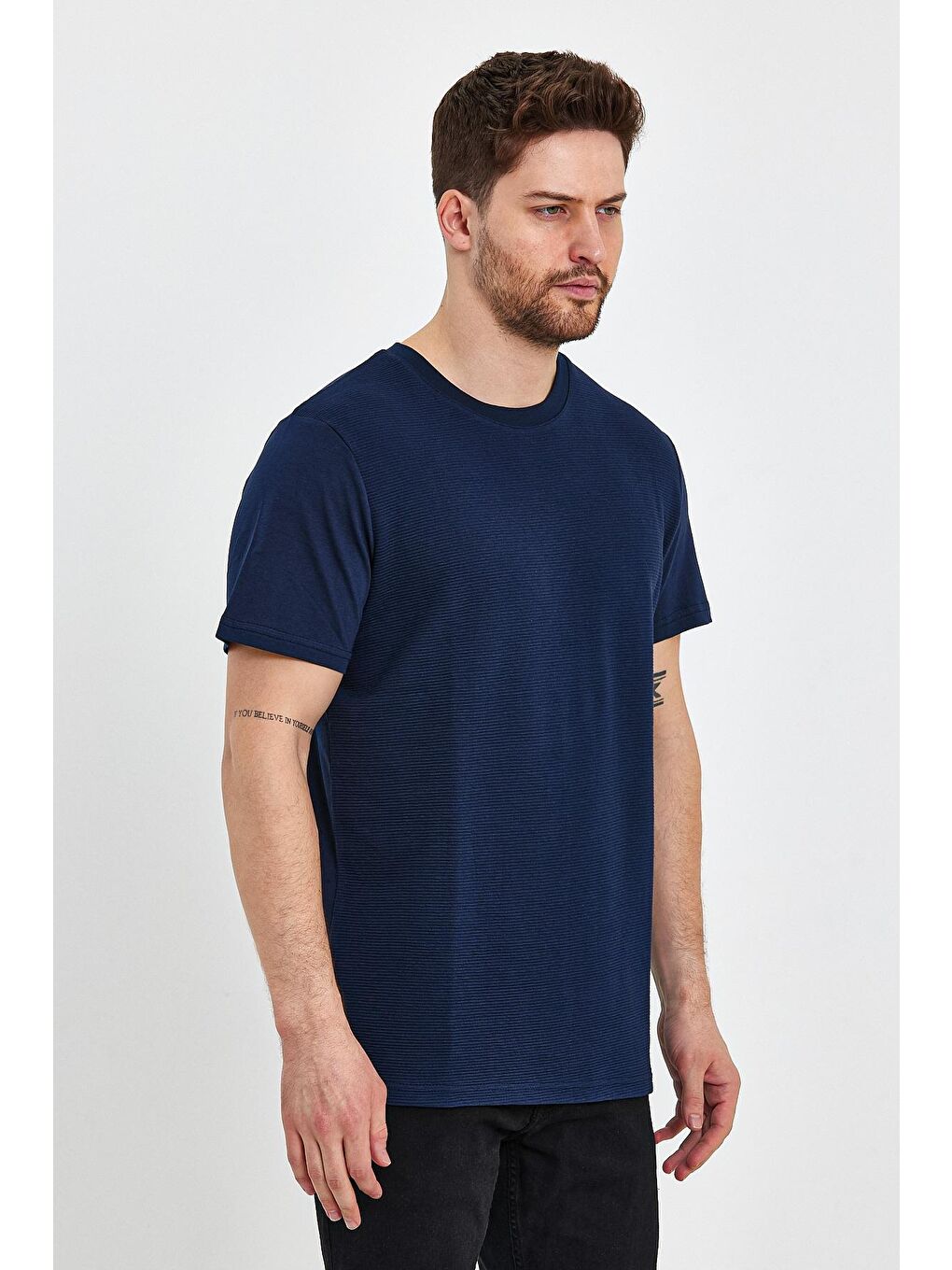 İndigo Bisiklet Yaka Regular Fit Erkek Tişört-4