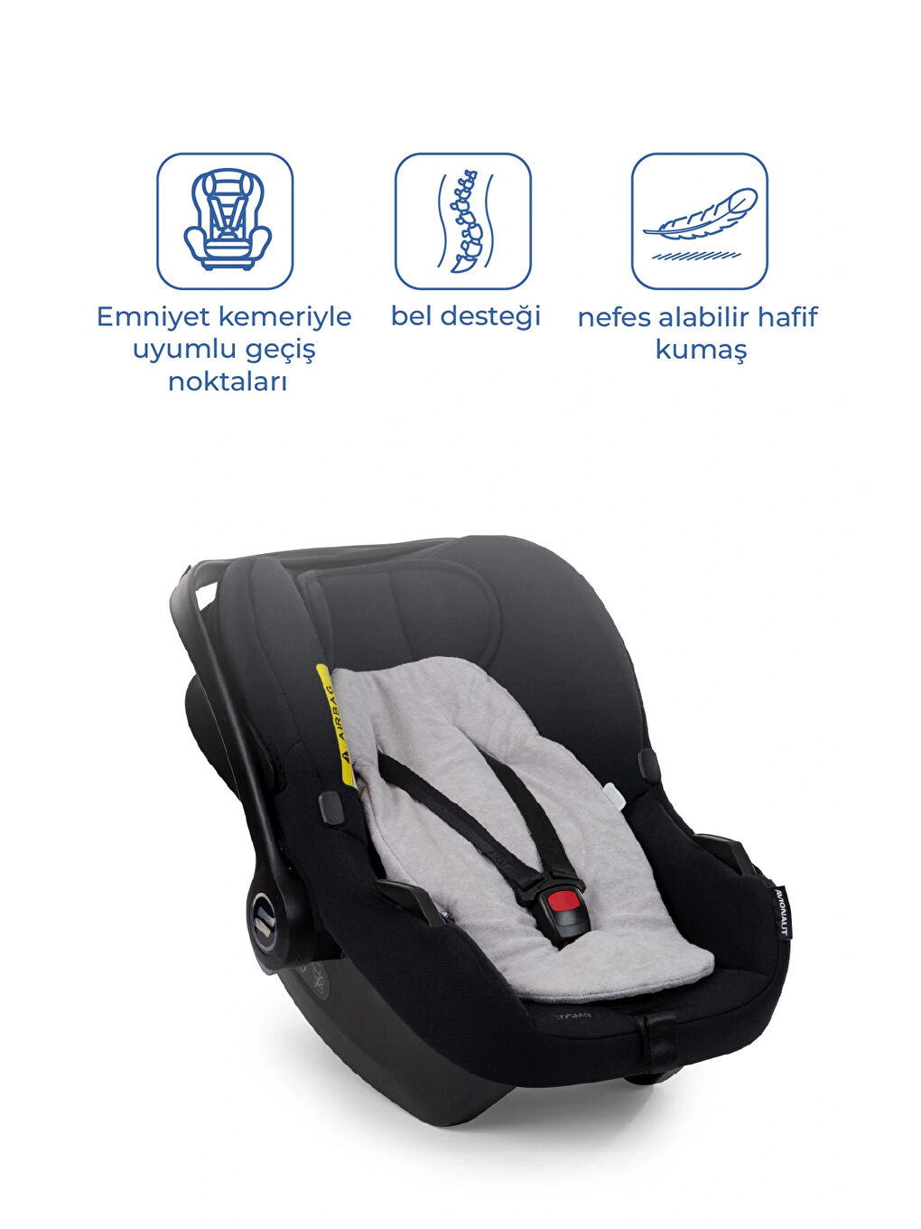 Ana Kucağı Bel Desteği Havlu Gri