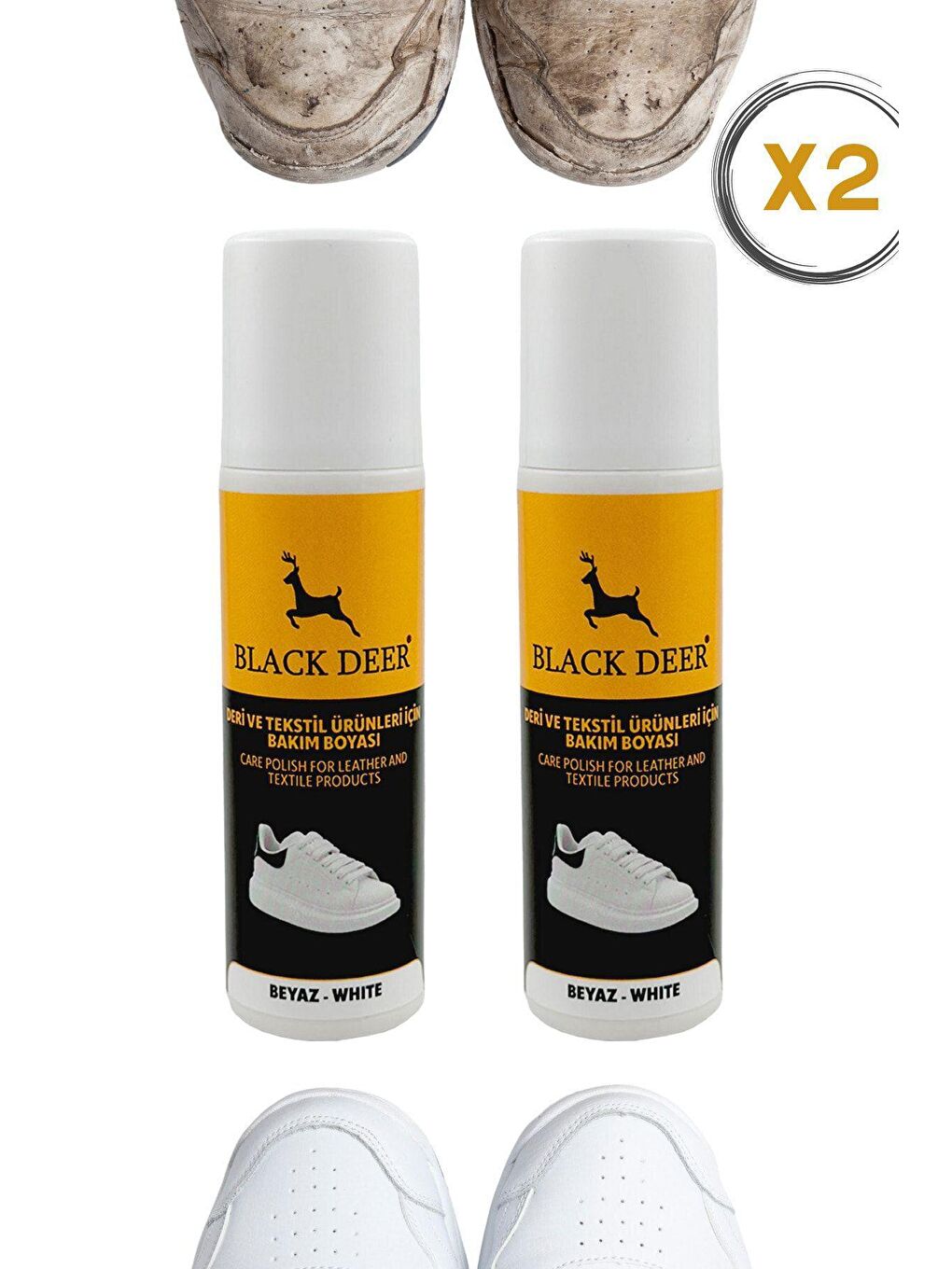 Black Deer Beyaz Ayakkabı Deri ve Kumaş Boyası Beyaz 75 ml 2 Adet