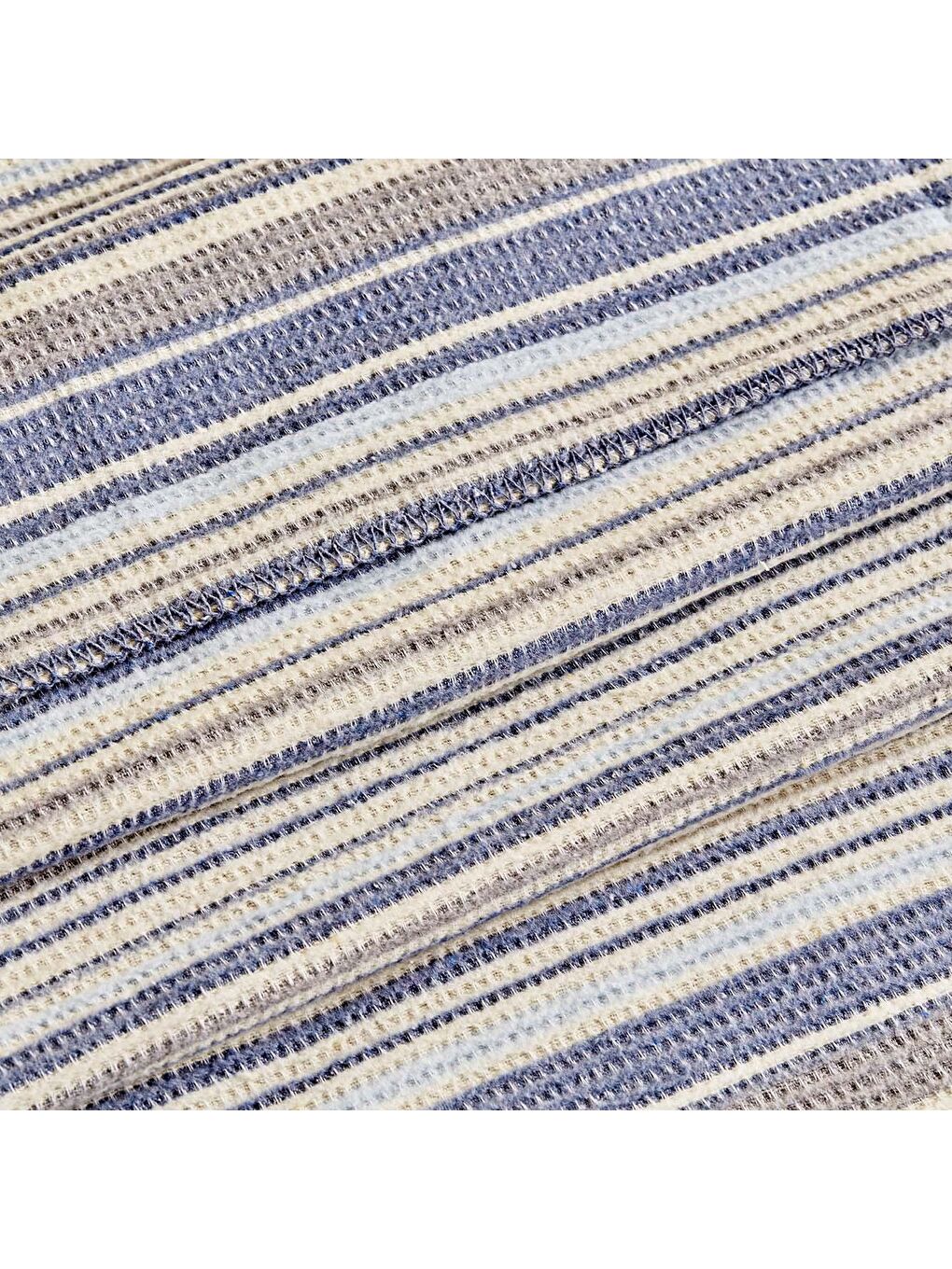 Stripe Pamuklu Çift Kişilik Battaniye Mavi-2