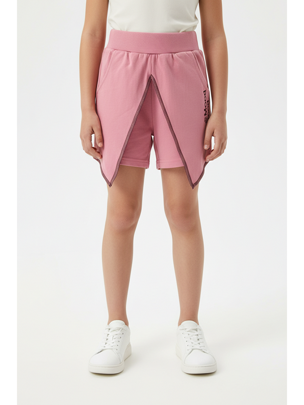 Pembe Kız Çocuk Mood It S A Good Nakışlı Şort