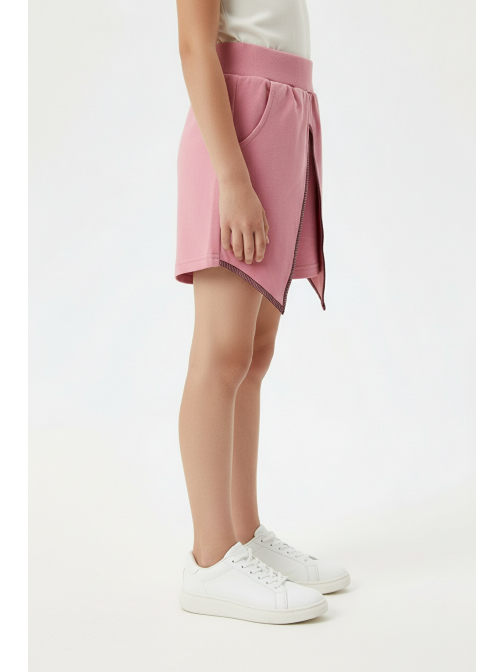 Pembe Kız Çocuk Mood It S A Good Nakışlı Şort-1