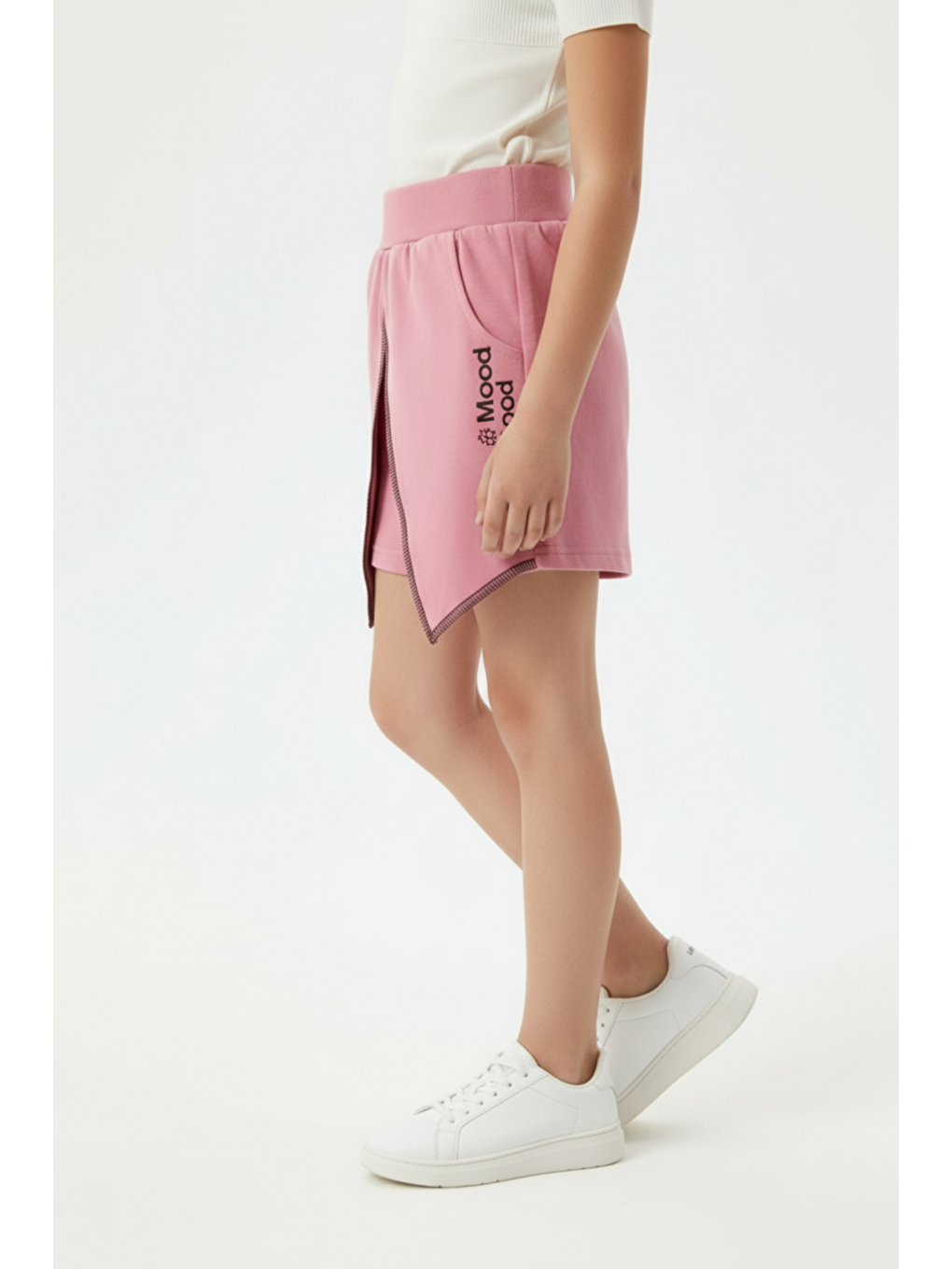 Pembe Kız Çocuk Mood It S A Good Nakışlı Şort-2