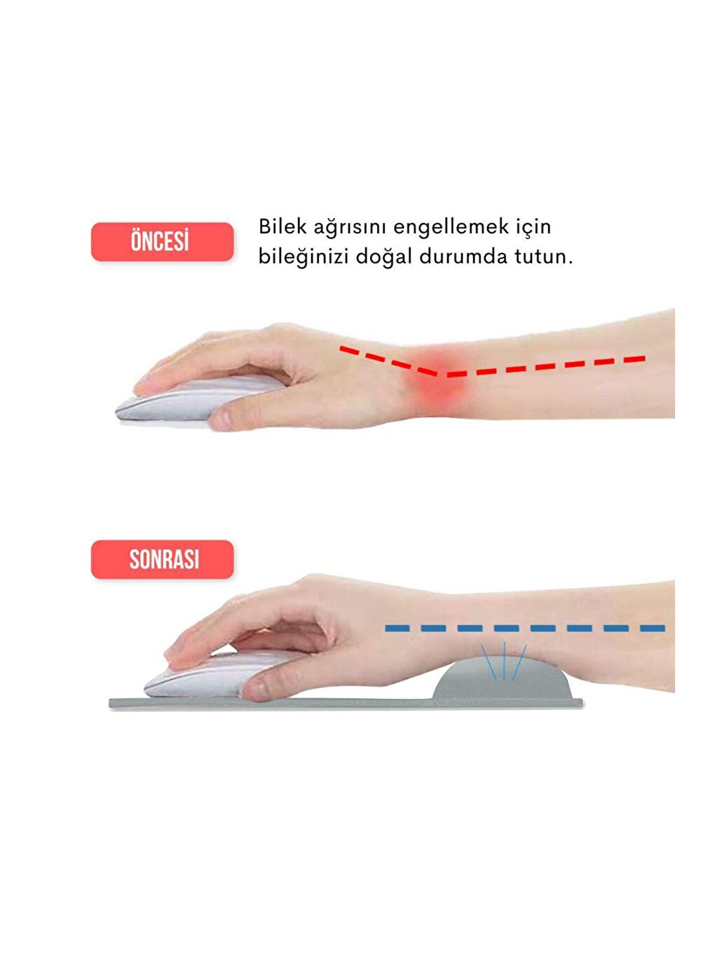 Bilek Destekli  Ergonomik Jel Mouse Pad Buz Mavisi-4