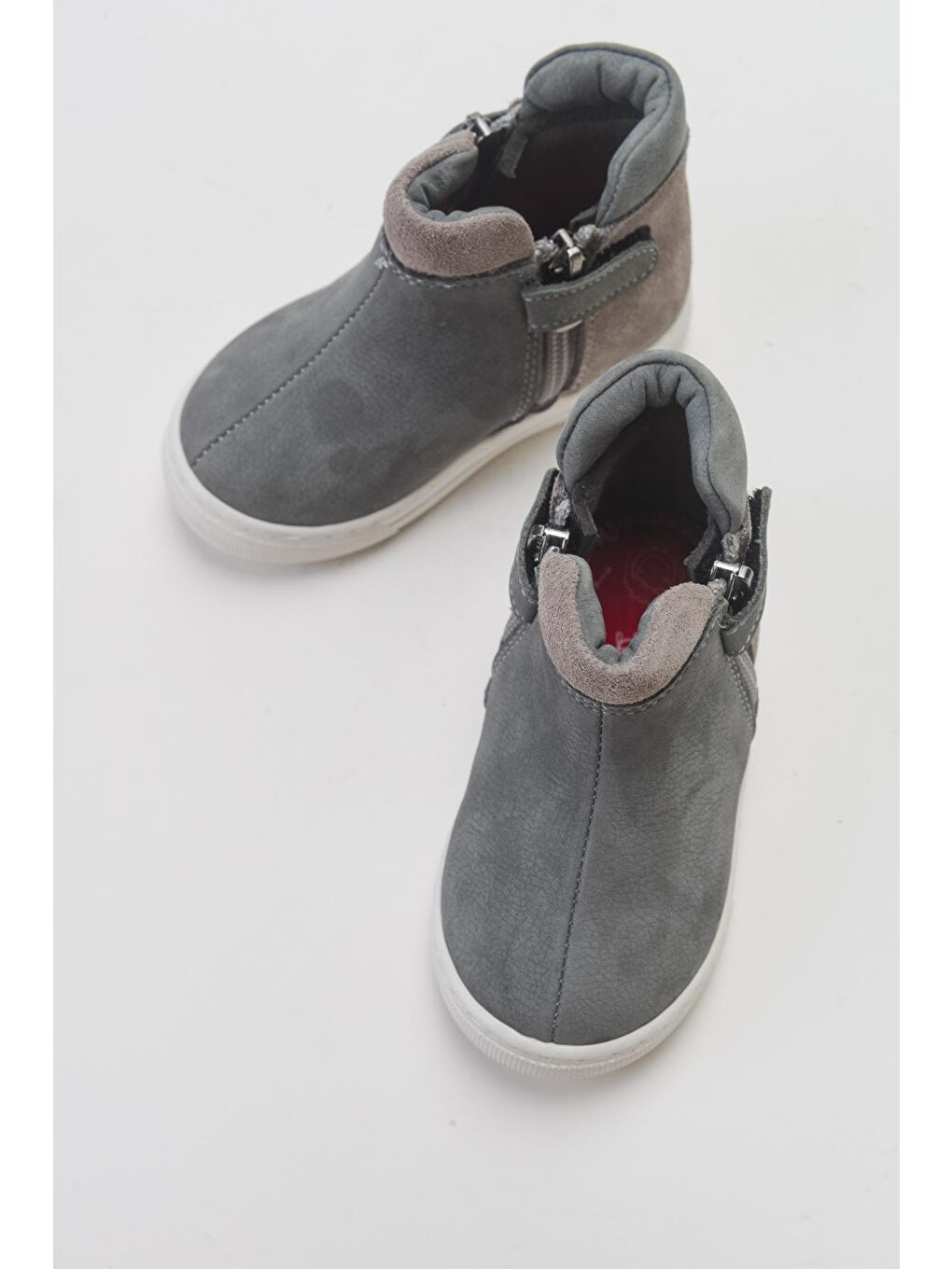 Erkek Çocuk Gri Hakiki Deri Çocuk Bot-2