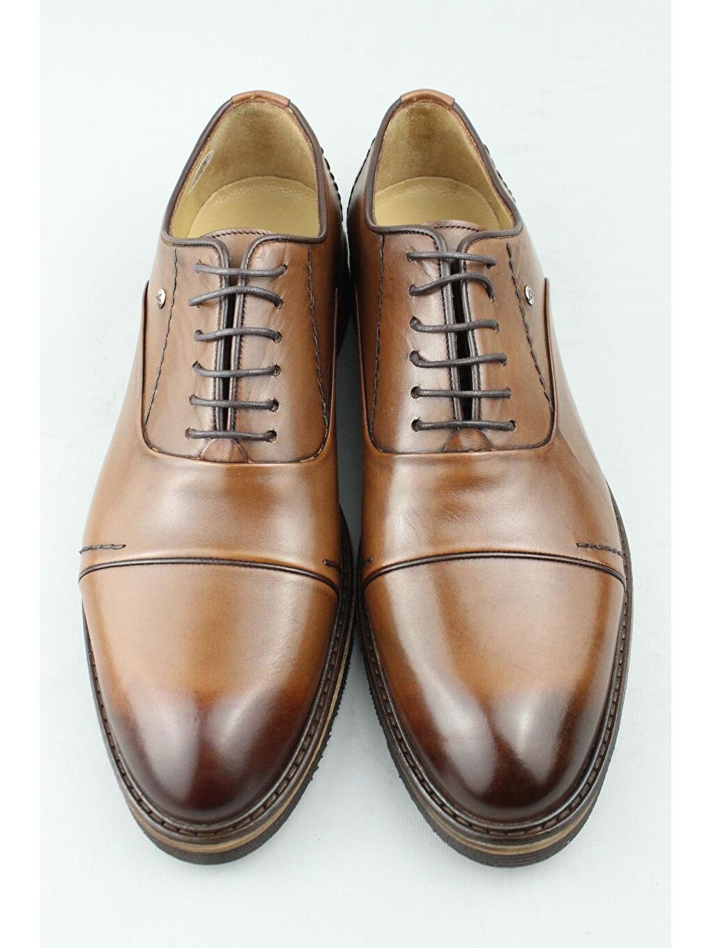 Kahverengi Trace Hakiki Deri Klasik Ayakkabı Erkek-3