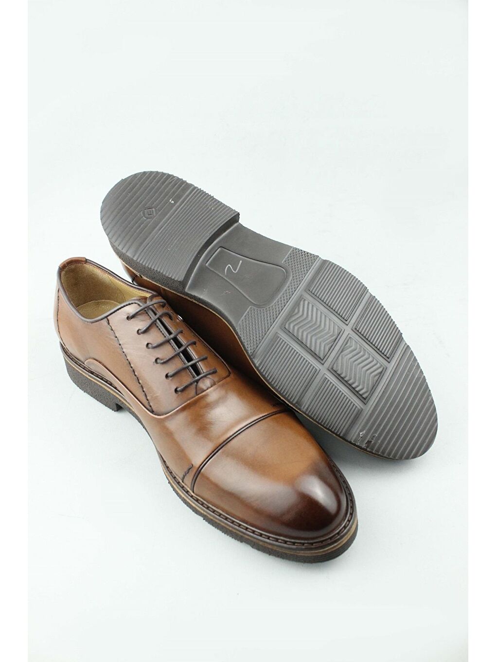 Kahverengi Trace Hakiki Deri Klasik Ayakkabı Erkek-4