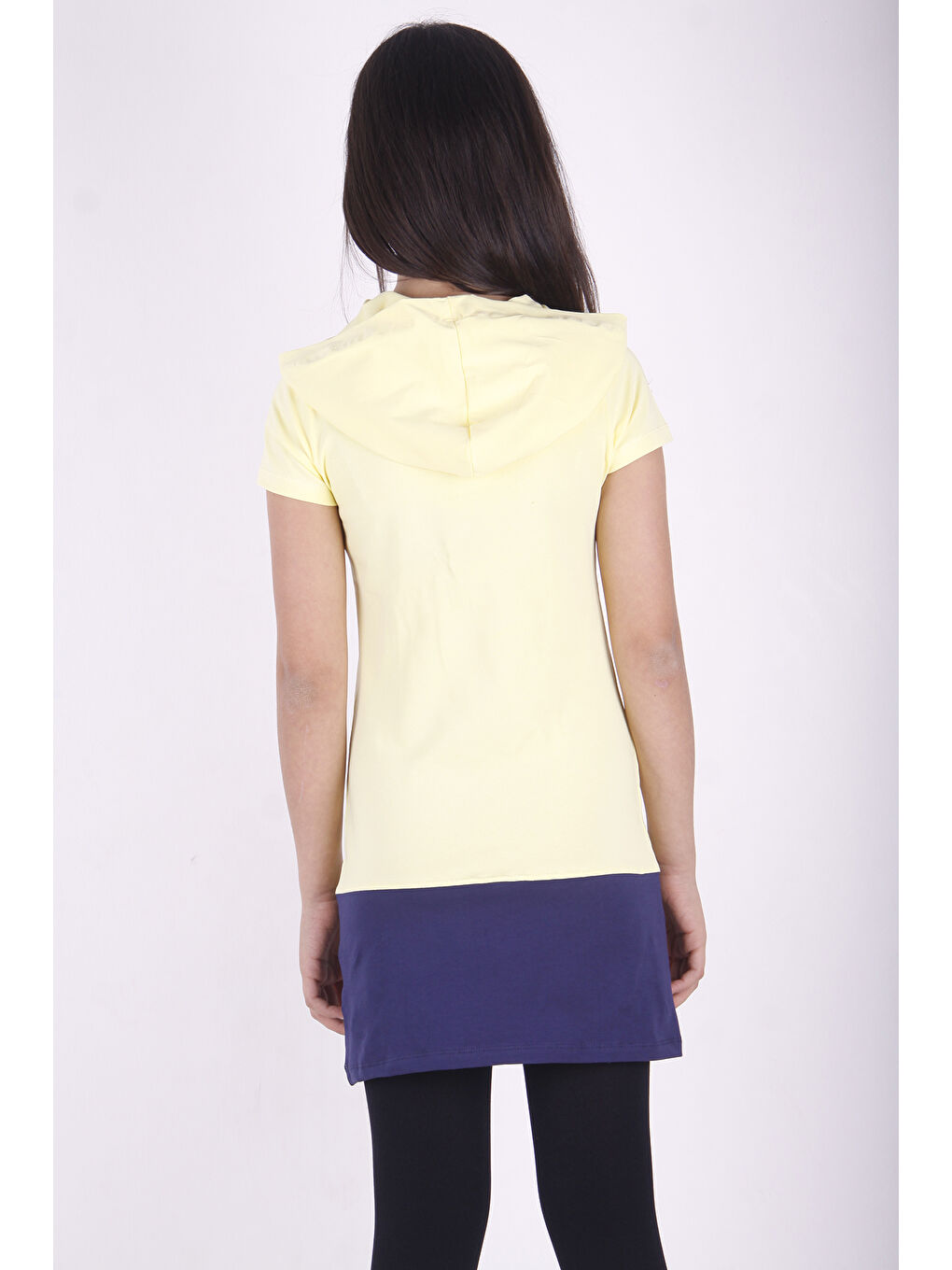 Sarı Kız Çocuk Kapüşonlu Baskılı Tişört-2