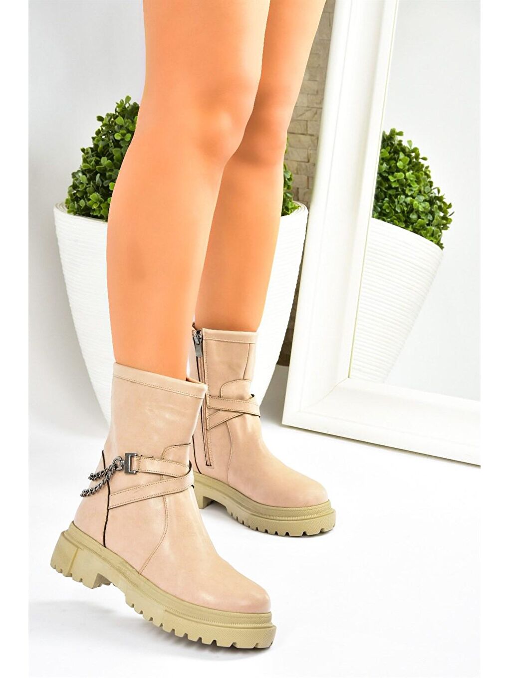 Bej L9960345 Ten Kadın Bot-3