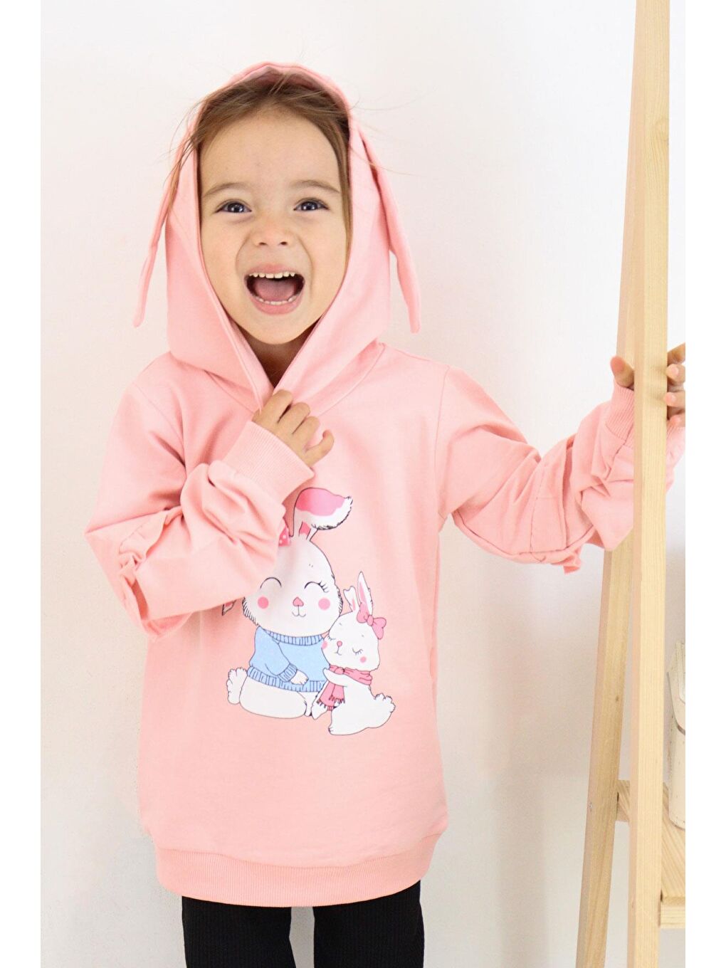 Breeze Pembe Kız Çocuk Sweatshirt Tavşancık Baskılı Pembe (1.5-5 Yaş) - 2