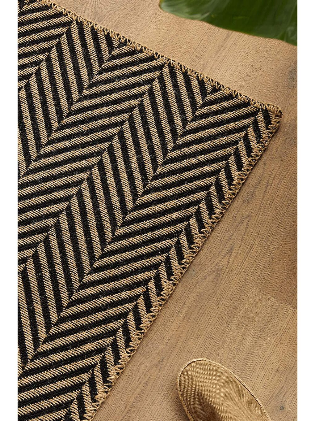 Ocean Home Textile Siyah Renk Balıksırtı Jüt Halı Kilim 80 x 150 cm - 2