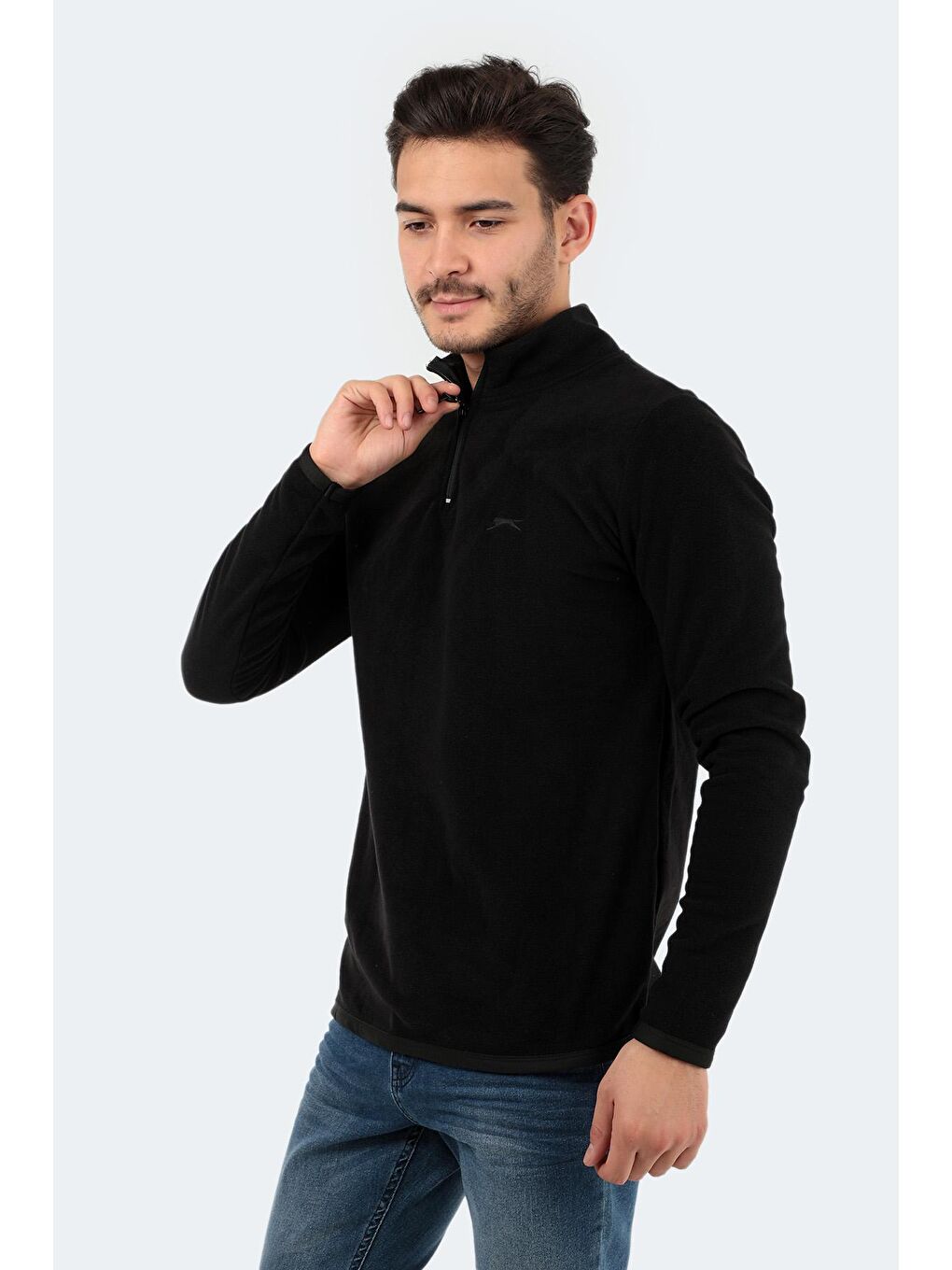 SANNE Erkek Fermuarlı Sweatshirt Siyah-2