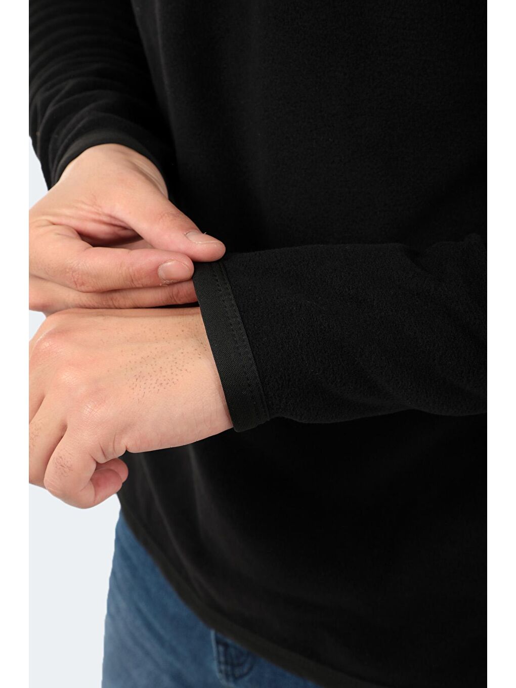 SANNE Erkek Fermuarlı Sweatshirt Siyah-4