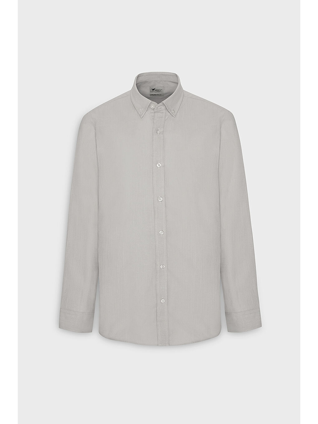 Erkek Gri %100 Pamuk Oxford Slim Fit Dar Kesim Düğmeli Yaka Flamlı Gömlek-6