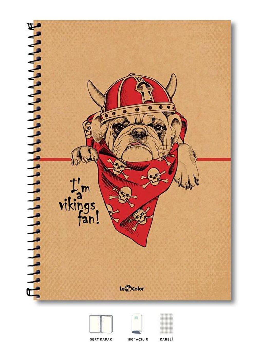 LE COLOR Kırmızı A4 Defter Kareli 200 syf Köpek Eco