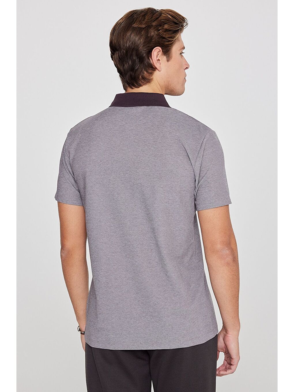 Kahverengi Erkek Acı Kahve Pamuklu Slim Fit Dar Kesim Polo Yaka Tişört-5