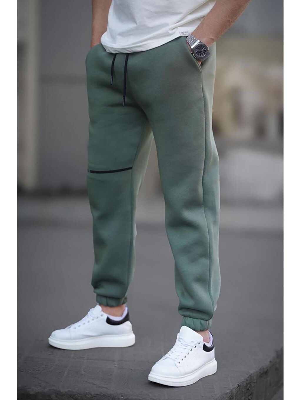 Haki Cep Detaylı Erkek Basic Eşofman Altı 6523-1