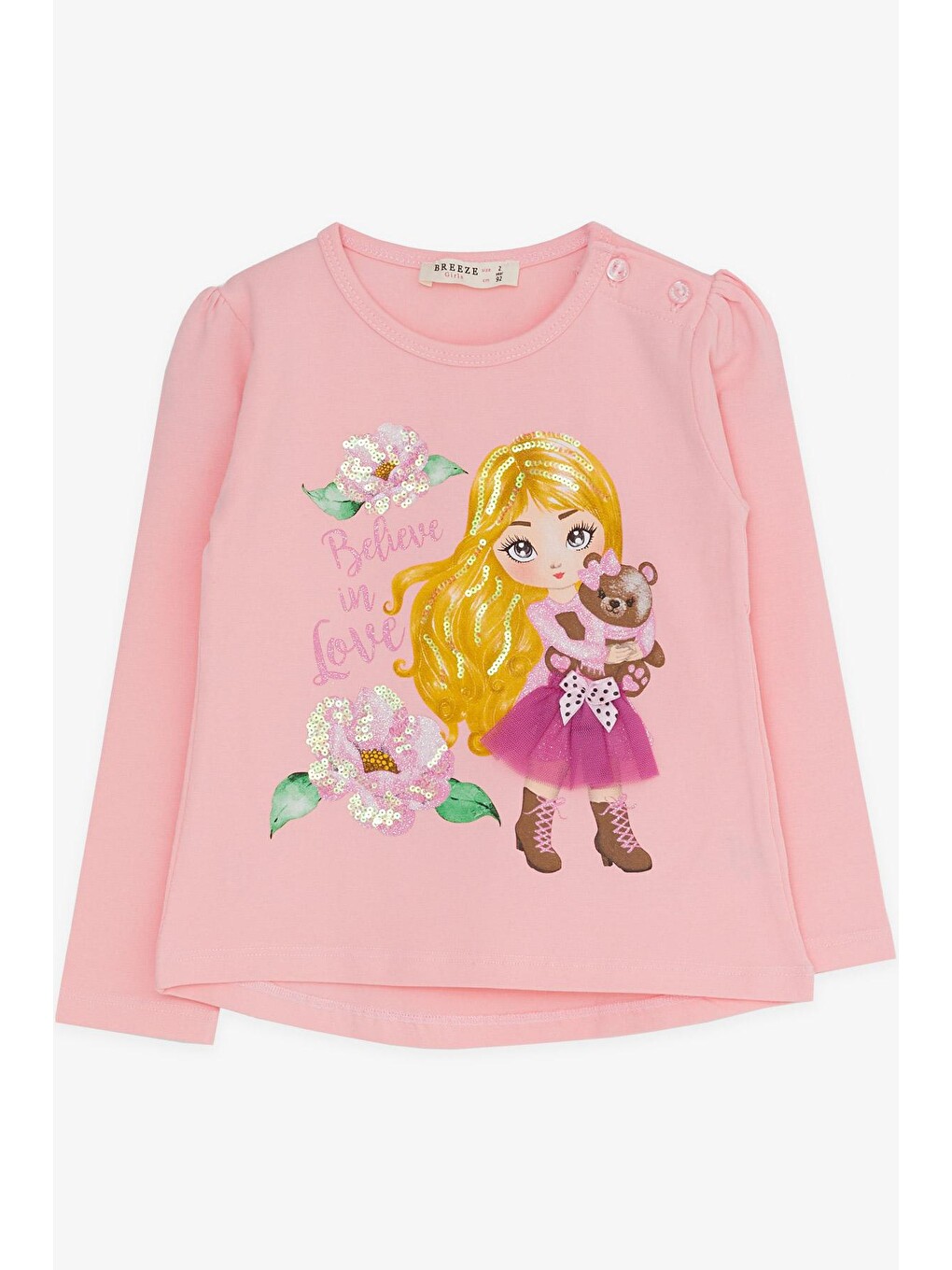 Pembe Kız Bebek Taytlı Takım Baskılı Pullu Pudra (1.5-4 Yaş)-2