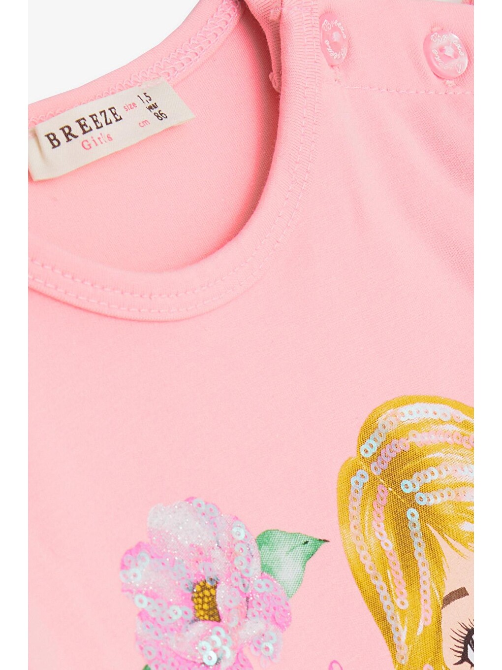 Pembe Kız Bebek Taytlı Takım Baskılı Pullu Pudra (1.5-4 Yaş)-4