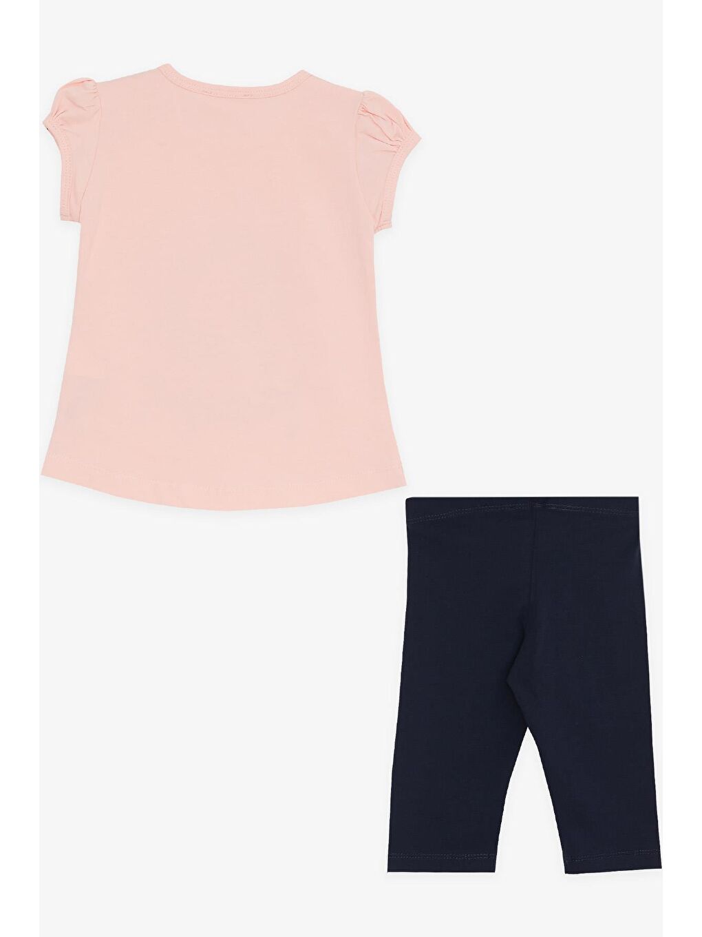 Pembe Kız Çocuk Kapri Taytlı Takım  Baskılı Somon (1.5-4 Yaş)-1