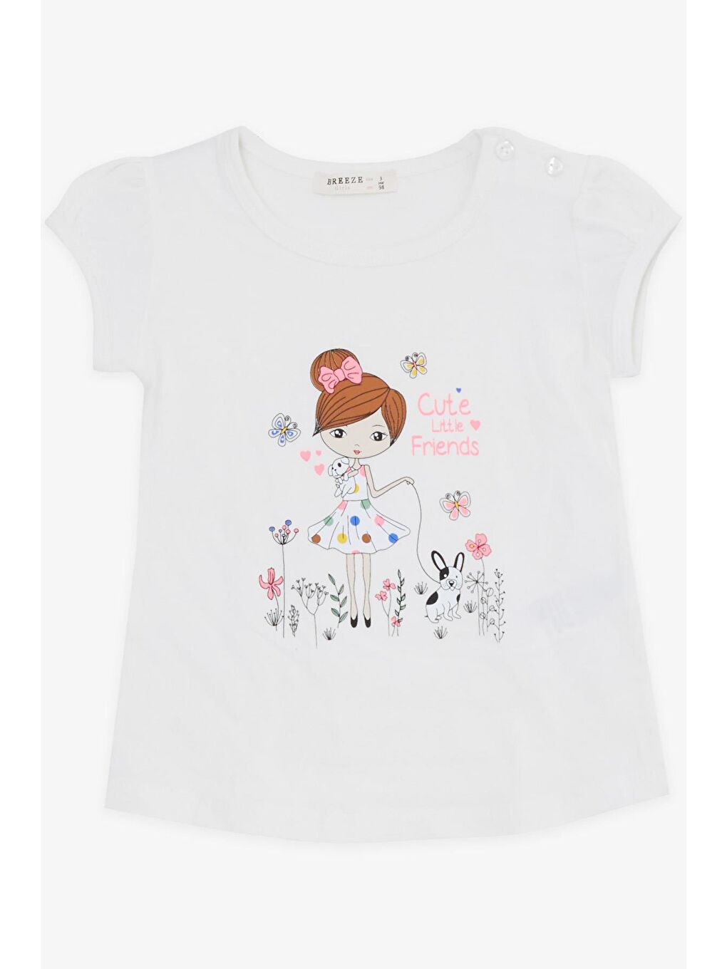 Kız Çocuk Kapri Tayt Takım Sevimli Küçük Arkadaşlar Temalı Ekru (1.5-5 Yaş)-2