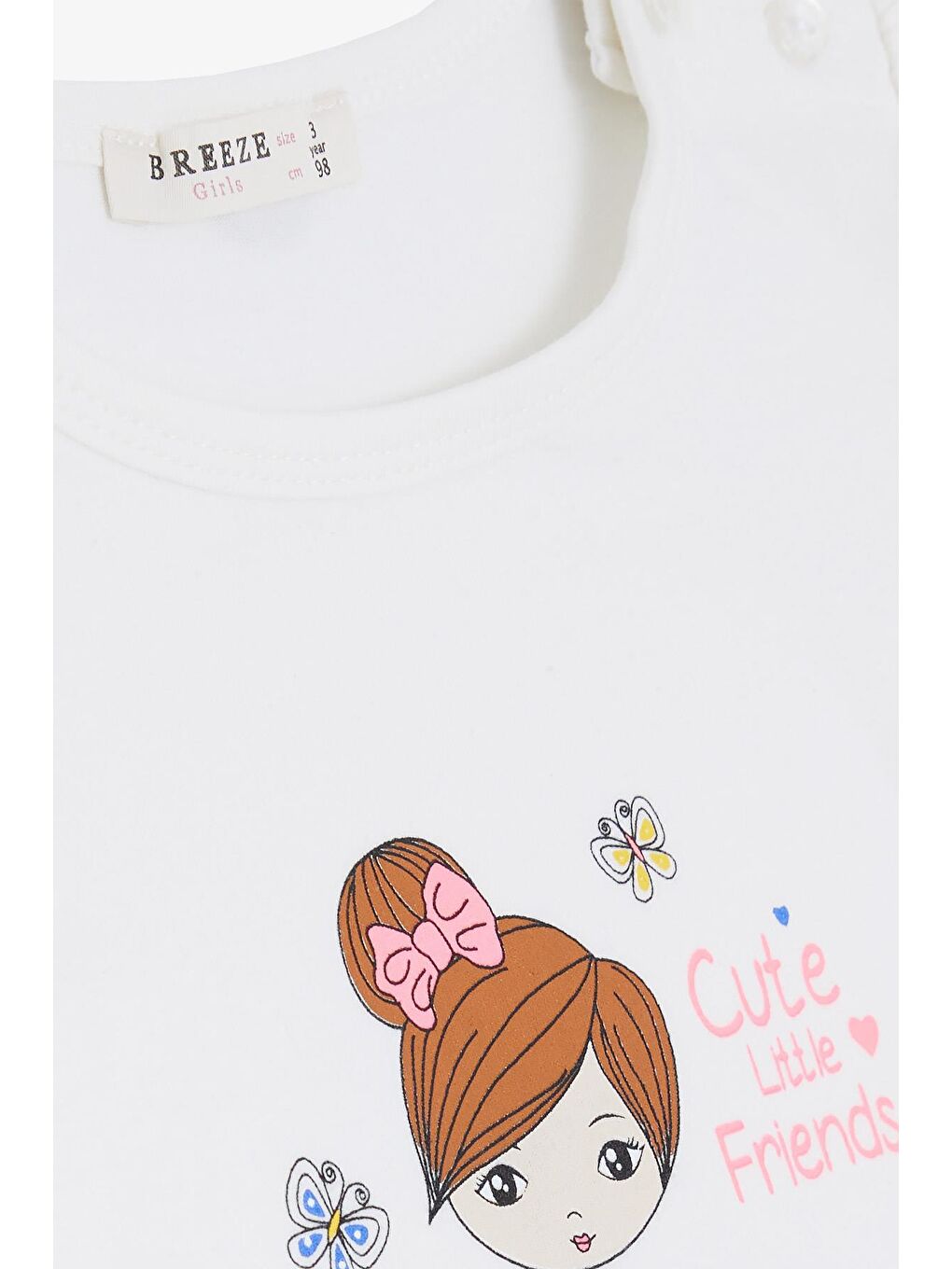 Kız Çocuk Kapri Tayt Takım Sevimli Küçük Arkadaşlar Temalı Ekru (1.5-5 Yaş)-4