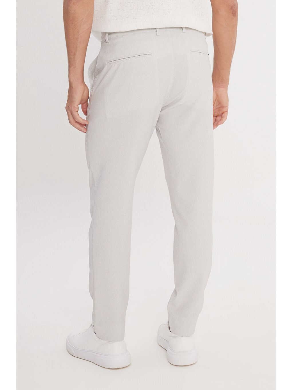 Erkek Gri Slim Fit Dar Kesim Beli Bağlamalı Yan Cepli Casual Jogger Pantolon-8