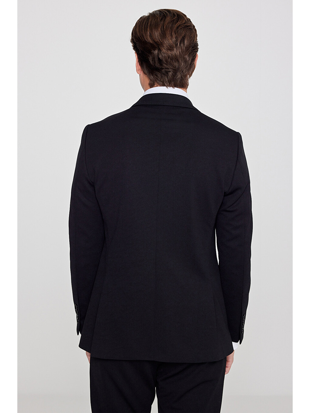Erkek Siyah Slim Fit Dar Kesim Mono Yaka Beli Bağlamalı Kapak Cepli Esnek Takım Elbise-7